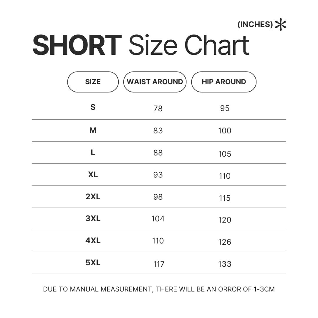 Short Size Chart - High School DxD Store
