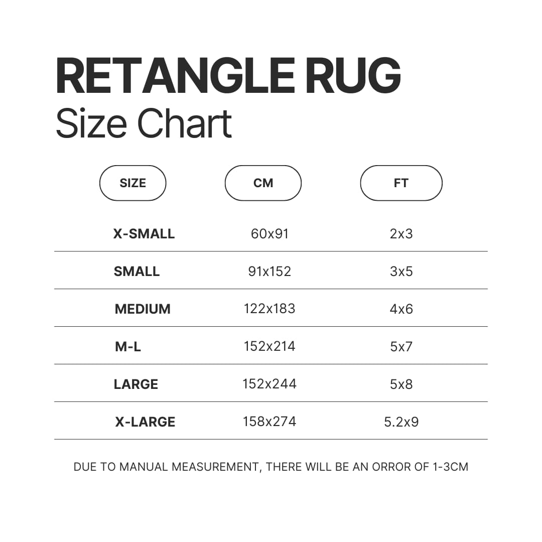Retangle Rug Size Chart - High School DxD Store