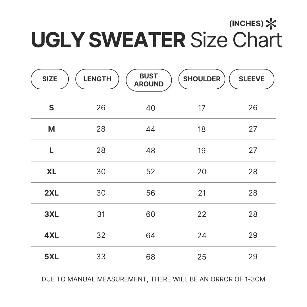 Ugly Sweater Size Chart - High School DxD Store